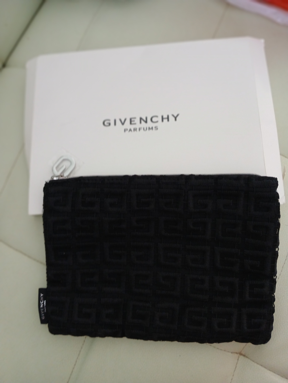 Givenchy Black Embossed Logo Zip Pouch